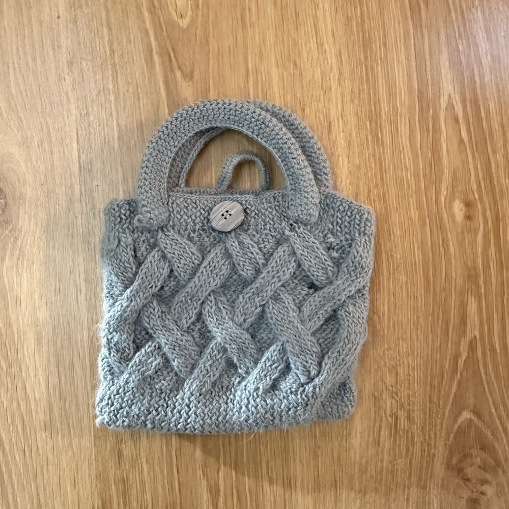Gray Alpaca Knit Handbag